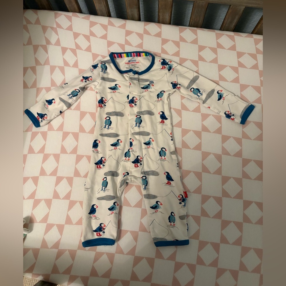 Magnetic Me Cream and Blue Puffin Pajama